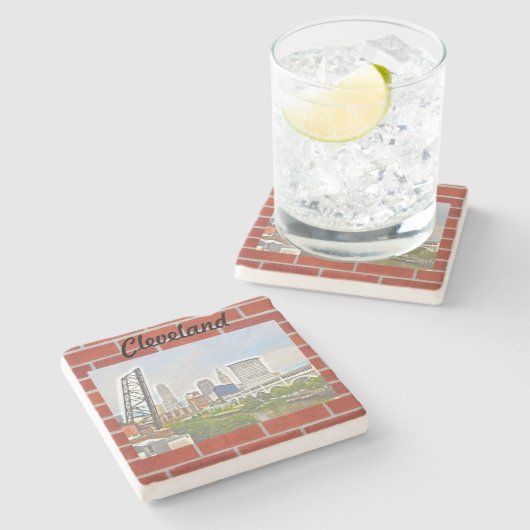 Bricks Cleveland Steinuntersetzer (Seitenansicht)