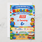 Bricks Colorful Boy Birthday Party Invitation Einladung (Vorderseite)