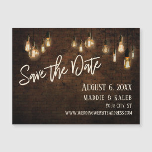 Bricks Edison Lights Save the Date Magnetkarte