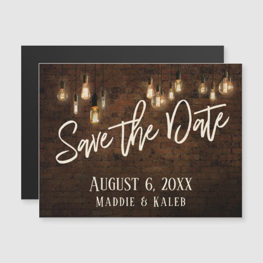 Bricks Edison Lights Save the Date Magnetkarte (Vorne/Hinten)