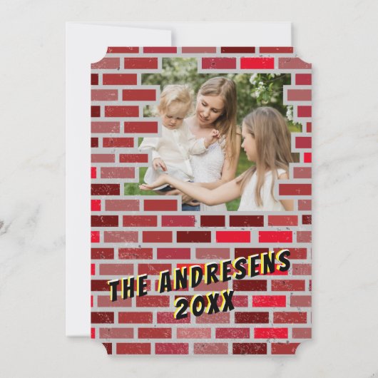 Bricks Mauerwerk Stone Worker Blockiert Weihnachts Einladung (Rückseite)