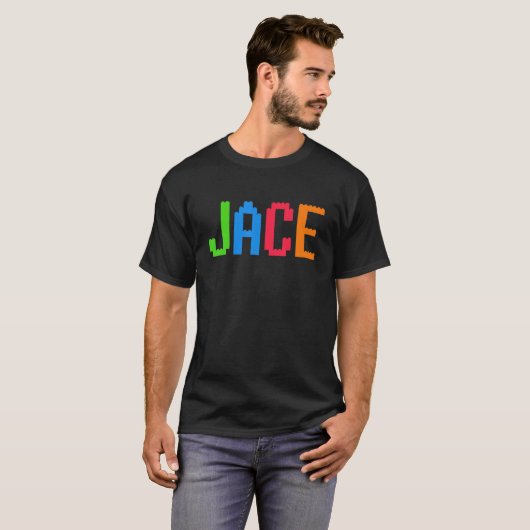 Bricks Theme Jace Boy Name Custom Preschool Blocks T-Shirt (Vorne ganz)