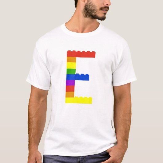 Bricks Theme Letter E Monogram Name Initial Presch T-Shirt (Vorderseite)