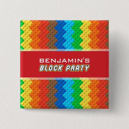 Bricks Toy Gebäude Construction Geburtstagsparty Button (Vorderseite)