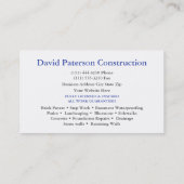 Bricks Wall Construction Carpenter Contractor Logo Visitenkarte (Rückseite)