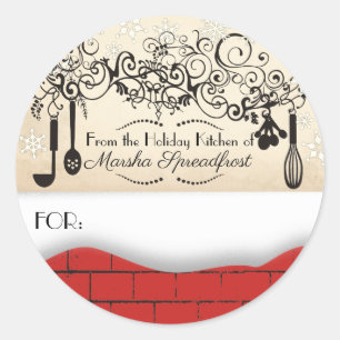 Brickschnee Weihnachten aus der Küche des Aufklebe Runder Aufkleber