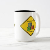 Bricoleur Inside (Gebäude Blocks Warnzeichen) Zweifarbige Tasse (VorderseiteRechts)