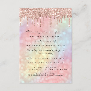 Bridal 16. Rose Gold Wedding Holographic Tropfen Einladung