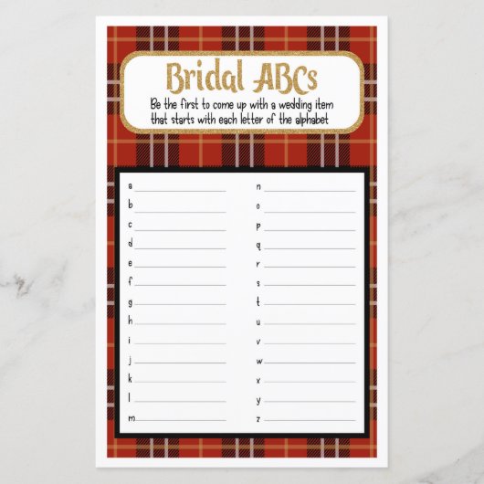 Bridal ABC Flannel and Frost Brautparty Game (Vorderseite)