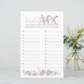 Bridal ABCs Botanisches Brautparty Game (Stehend Vorderseite)
