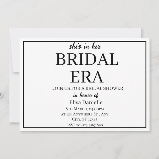 Bridal Ära Minimalistisch Modernes, maßgeschneider Einladung (Vorderseite)