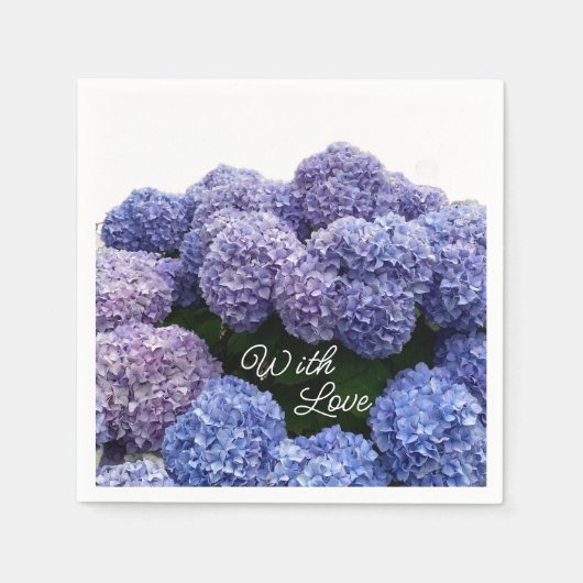 Bridal, Baby Shower Napkins Purple, Blue Hydrangea Serviette (Vorderseite)
