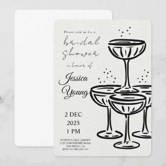 Bridal Bash & Cocktail Call Bridal Einladung (Vorne/Hinten)