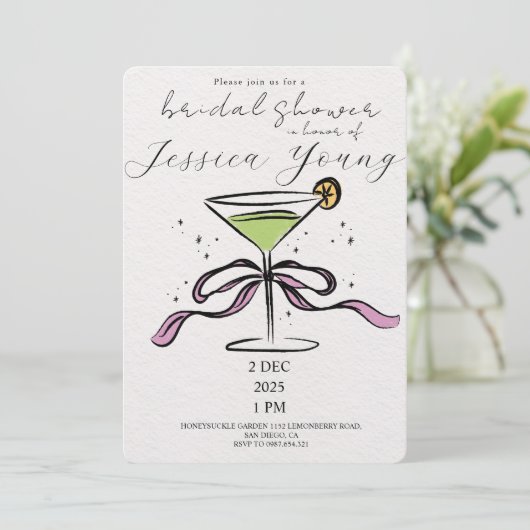 Bridal Bash & Cocktail Call Bridal Einladung (Stehend Vorderseite)