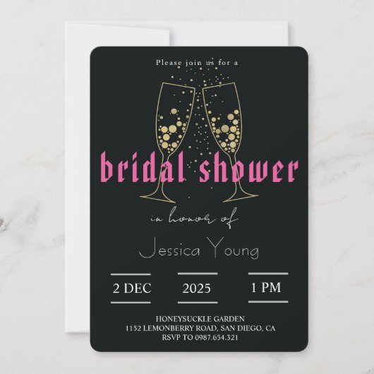 Bridal Bash & Cocktail Call Bridal Einladung (Vorderseite)