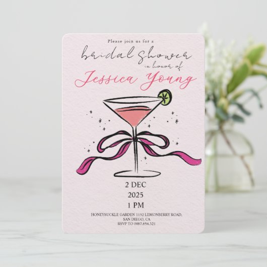 Bridal Bash & Cocktail Call Bridal Einladung (Stehend Vorderseite)