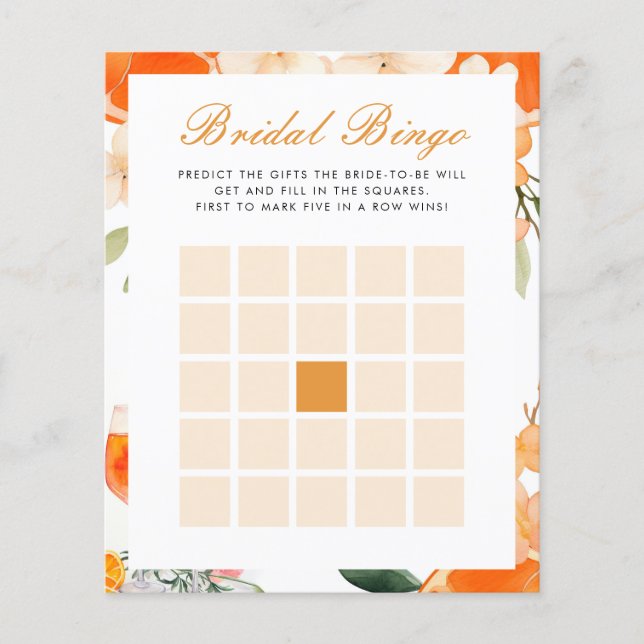 Bridal Bingo Aperol Spritz Brautparty Game (Vorderseite)