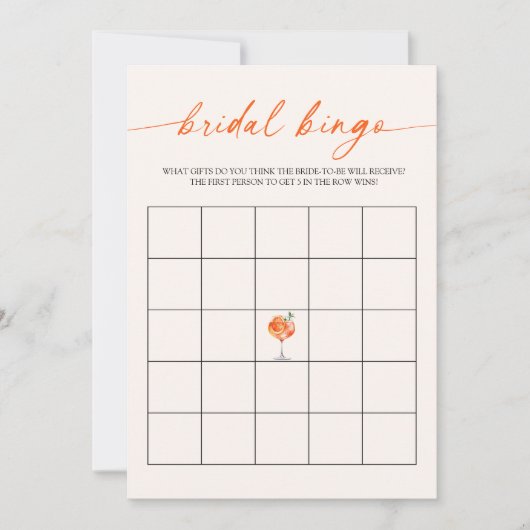 Bridal Bingo Aperol Spritz Brautparty Game Card Einladung (Vorderseite)
