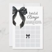Bridal Bingo Black bow Brautparty Spielkarte Einladung (Vorderseite)