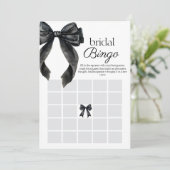Bridal Bingo Black bow Brautparty Spielkarte Einladung (Stehend Vorderseite)