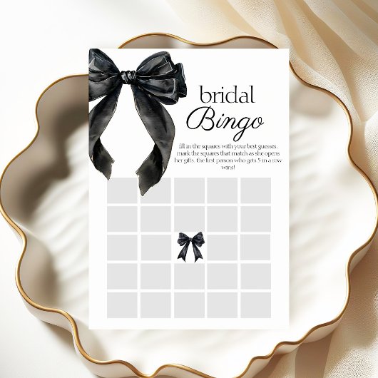 Bridal Bingo Black bow Brautparty Spielkarte Einladung