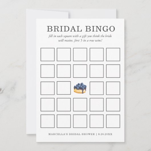 Bridal Bingo | Blaubeere Einladung (Vorderseite)