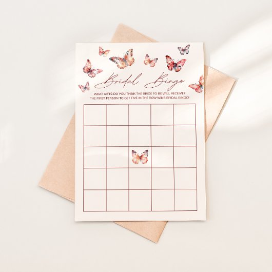 Bridal Bingo Boho Butterfly Brautparty Game Einladung