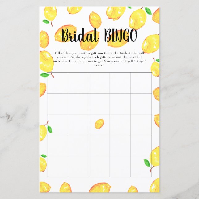 Bridal Bingo Brautparty Game Lemon Party (Vorderseite)