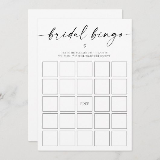 Bridal Bingo Brautparty Game Programm (Vorne/Hinten)