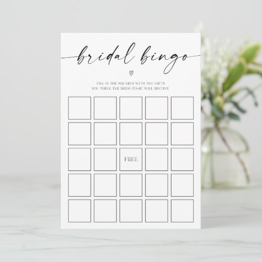 Bridal Bingo Brautparty Game Programm (Stehend Vorderseite)