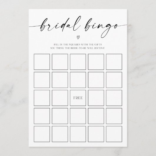 Bridal Bingo Brautparty Game Programm (Vorderseite)