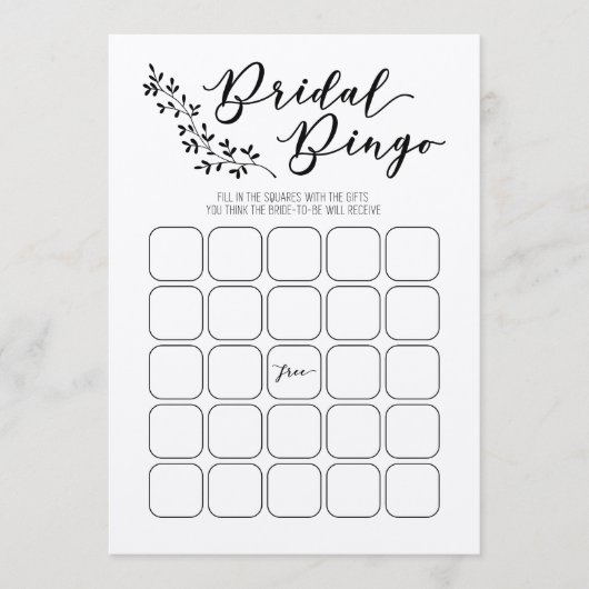 Bridal Bingo Brautparty Game Programm (Vorderseite)
