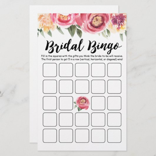 Bridal Bingo Brautparty und Hen Party (Vorne/Hinten)