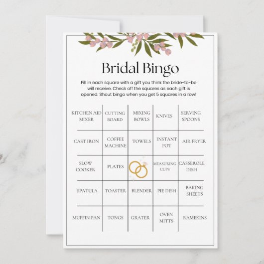 Bridal Bingo Einladung (Vorderseite)