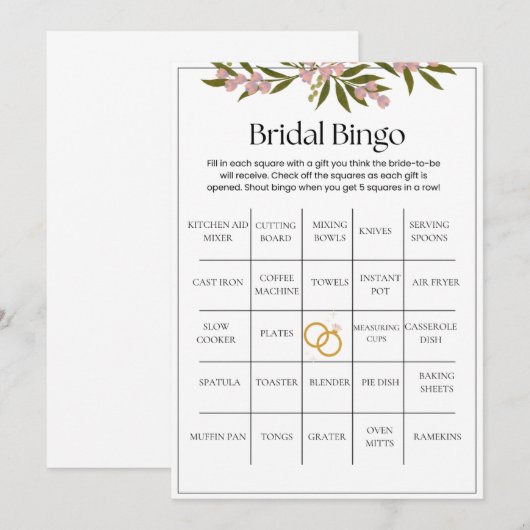 Bridal Bingo Einladung (Vorne/Hinten)