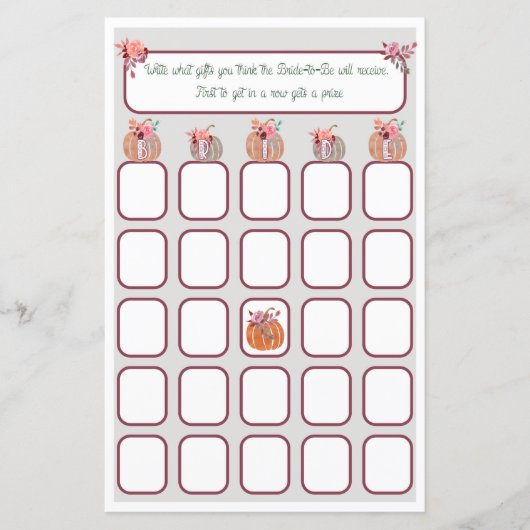 Bridal Bingo Fall in Liebe Brautparty (Vorderseite)