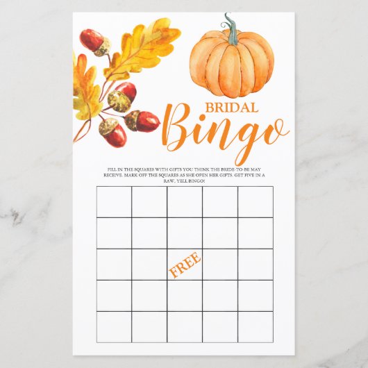 Bridal Bingo Fall Pumpkin Bridal Game (Vorderseite)