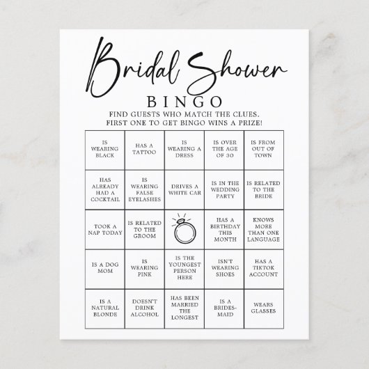 Bridal Bingo Finden Sie das Gast-Brautparty-Spiel (Vorderseite)