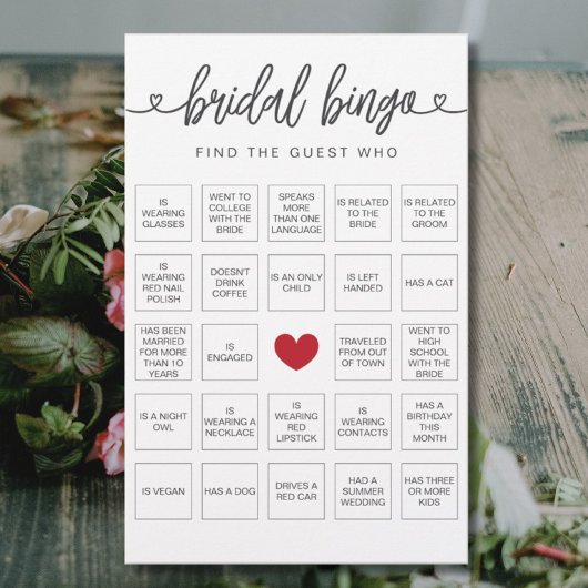 Bridal Bingo Finden Sie das Gast-Brautparty-Spiel