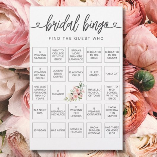 Bridal Bingo Finden Sie das Gast-Brautparty-Spiel