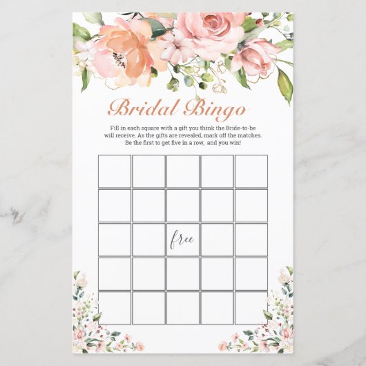 Bridal Bingo Game Blumengrün Blatt (Vorderseite)