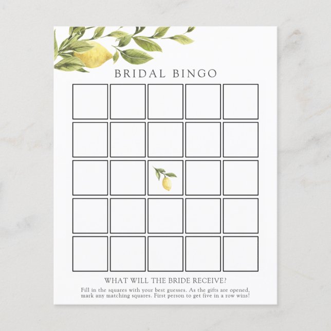 Bridal Bingo Game Card (Vorderseite)