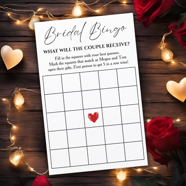 Bridal Bingo Game Card für Couple's Shower (Bridal Bingo Game Card For Couple's Shower)