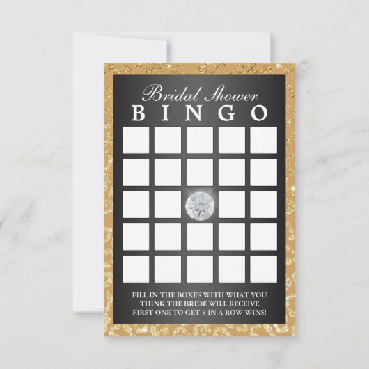 Bridal Bingo Gold Leopard Print Modern Bingo Einladung (Vorderseite)