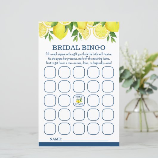Bridal Bingo Lemon Brautparty Game (Stehend Vorderseite)