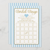 Bridal Bingo Light Blue Gold Brautparty Game Einladung (Vorne/Hinten)