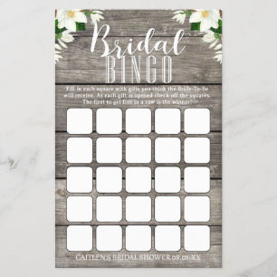 Bridal Bingo Magnolia Blume Rustikale Dusche Flyer
