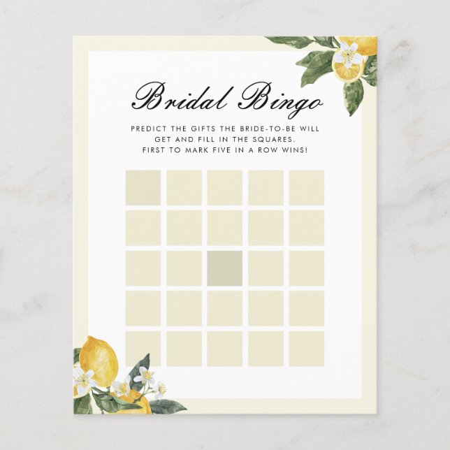 Bridal Bingo Main Squeeze Brautparty Game (Vorderseite)