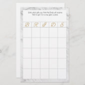 Bridal Bingo Marble und Gold Theme Briefpapier (Vorne/Hinten)
