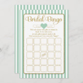 Bridal Bingo Mint Green Gold Brautparty Game Einladung (Vorne/Hinten)